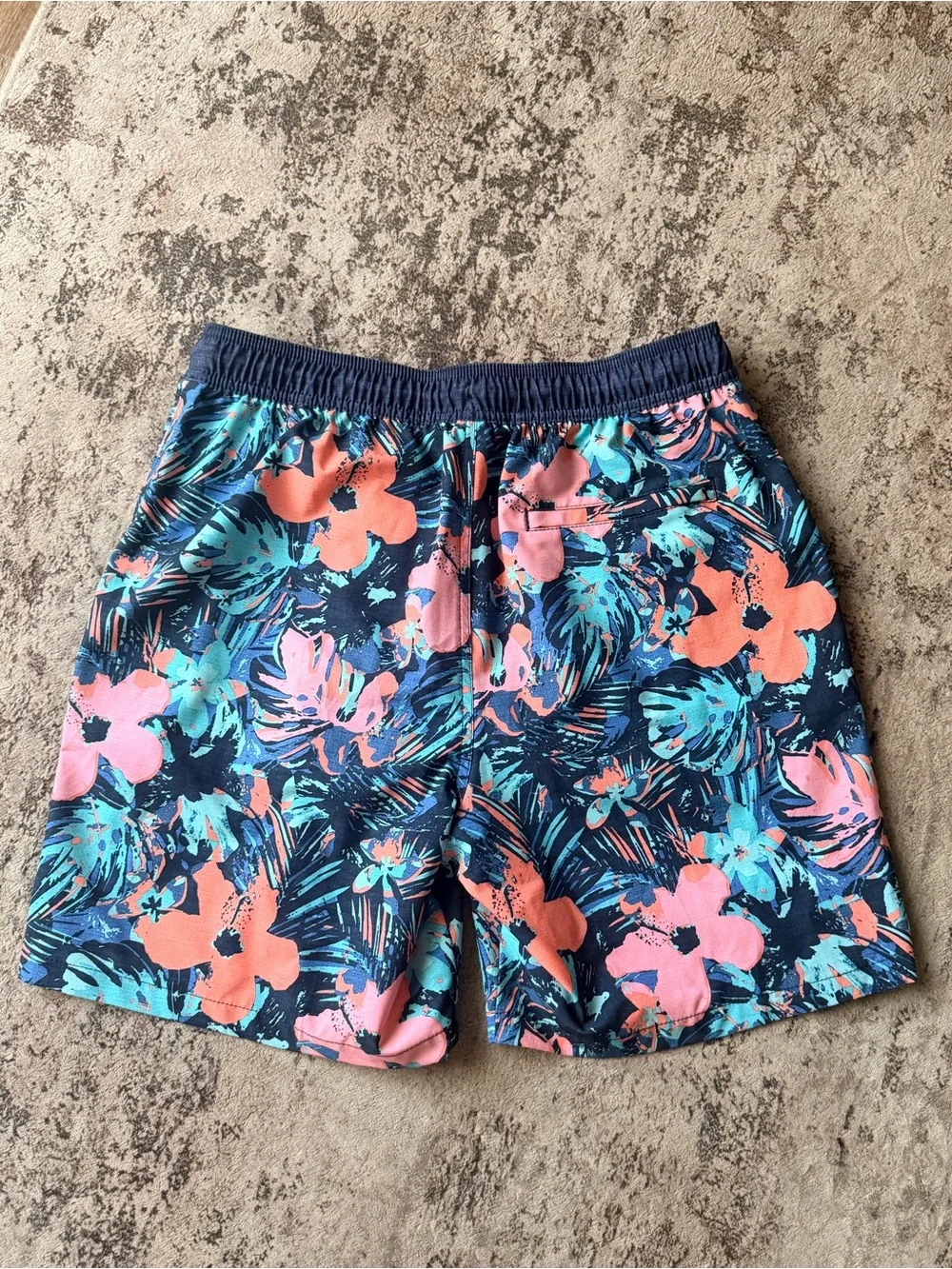 Goodfellow & Co Navy Floral Swim Shorts with Pink & Teal Print